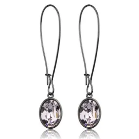 IP Light Black (IP Gun) Stainless Steel Earrings with Top Grade Crystal in Light Peach for Women Light Peach Stone Color Style TK2719