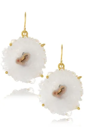 ISHARYA DRUZY White Flower Earrings