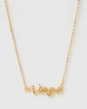 Izoa Virgo Written Star Sign Necklace Gold