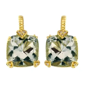 Judith Ripka Diamond & Quartz Yellow Gold Earrings