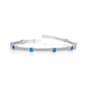 Lafonn Simulated Diamond Blue Topaz Station Flexible Tennis Bracelet B0196BTP68