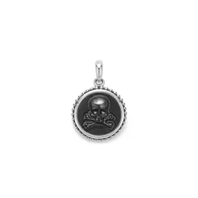 LAGOS Small Onyx Skull Crossbone Amulet in Sterling Silver