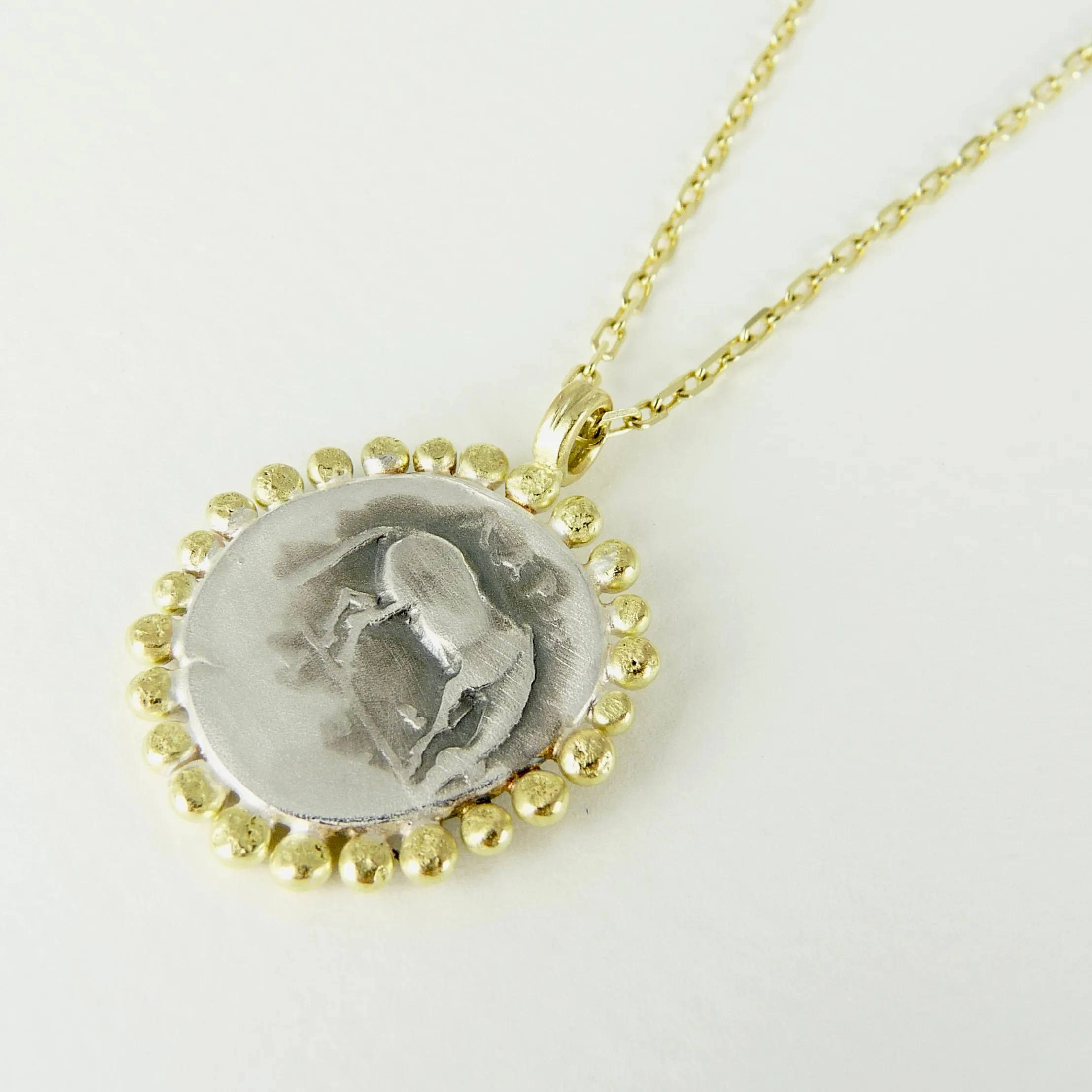 Larissa, Water Nymph Necklace with 18ct Gold Granules, Ancient Greek Coin