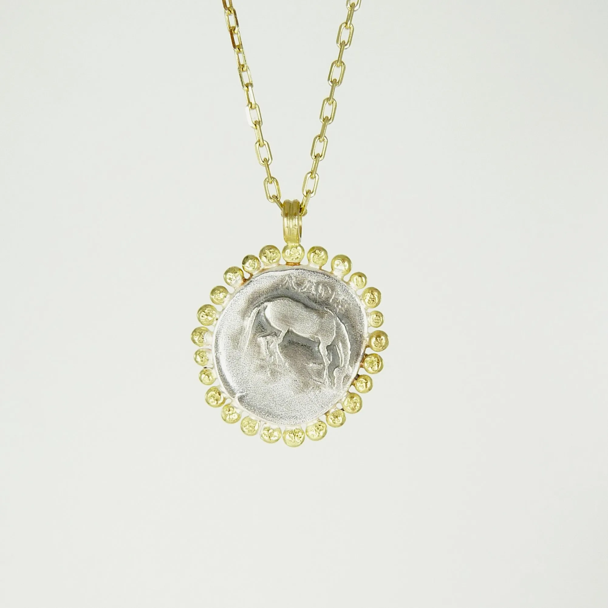 Larissa, Water Nymph Necklace with 18ct Gold Granules, Ancient Greek Coin