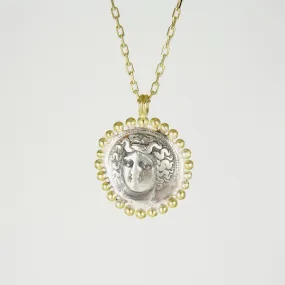 Larissa, Water Nymph Necklace with 18ct Gold Granules, Ancient Greek Coin