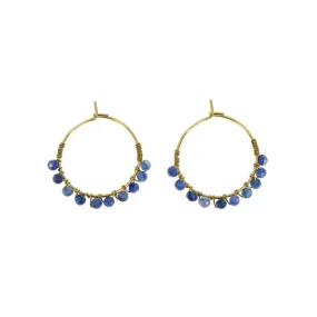 Les Cleias Olivia Blue Crystal Hoop Earrings