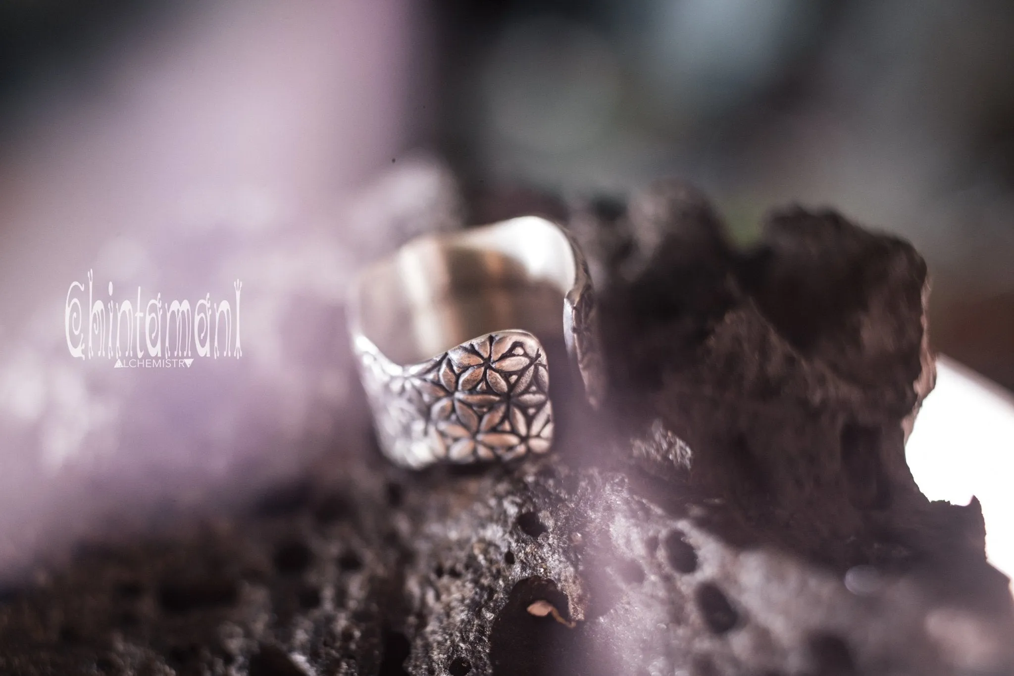 LIFE POWER Ring with Flower of Life pattern / 925 Silver