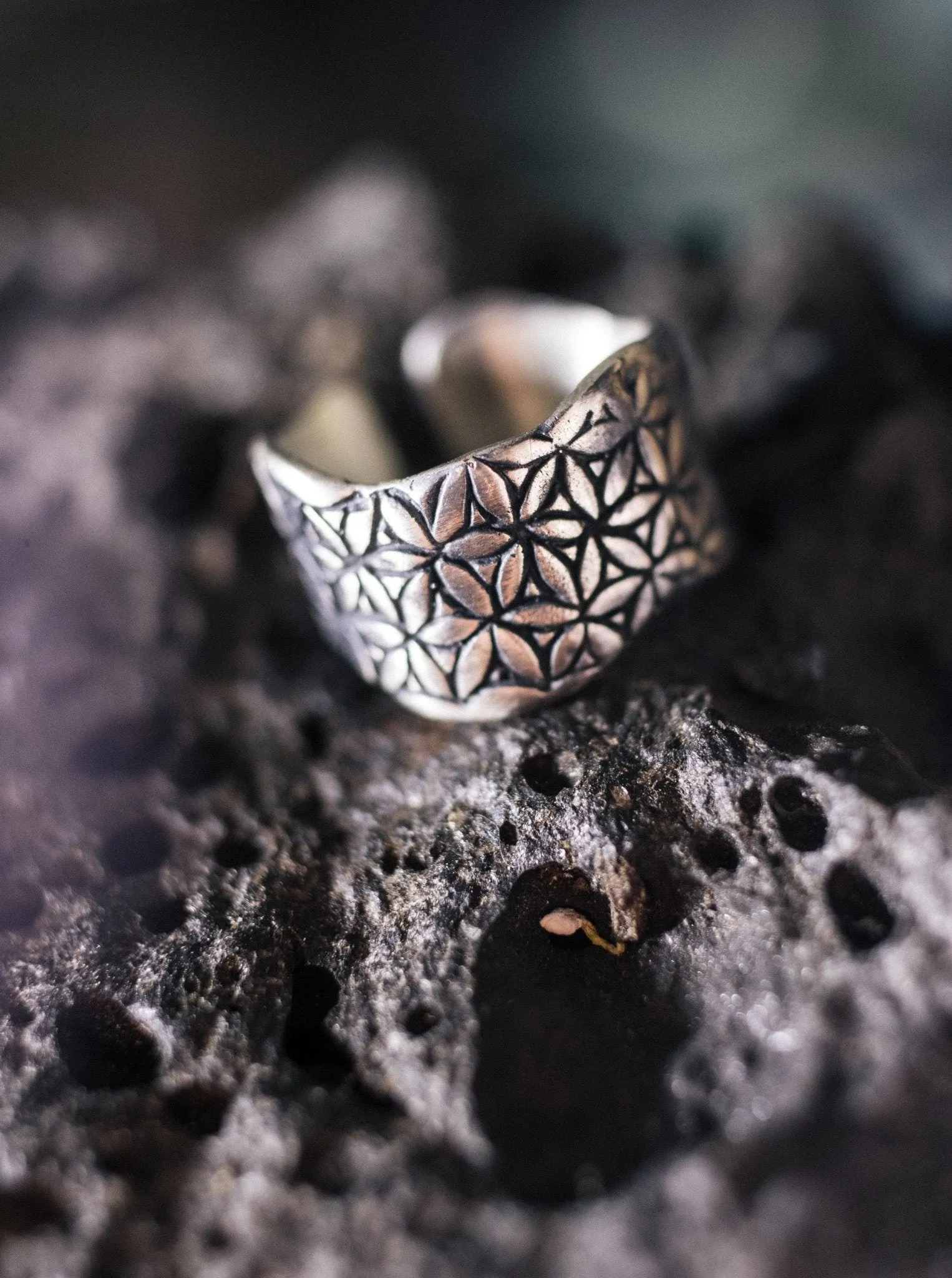 LIFE POWER Ring with Flower of Life pattern / 925 Silver