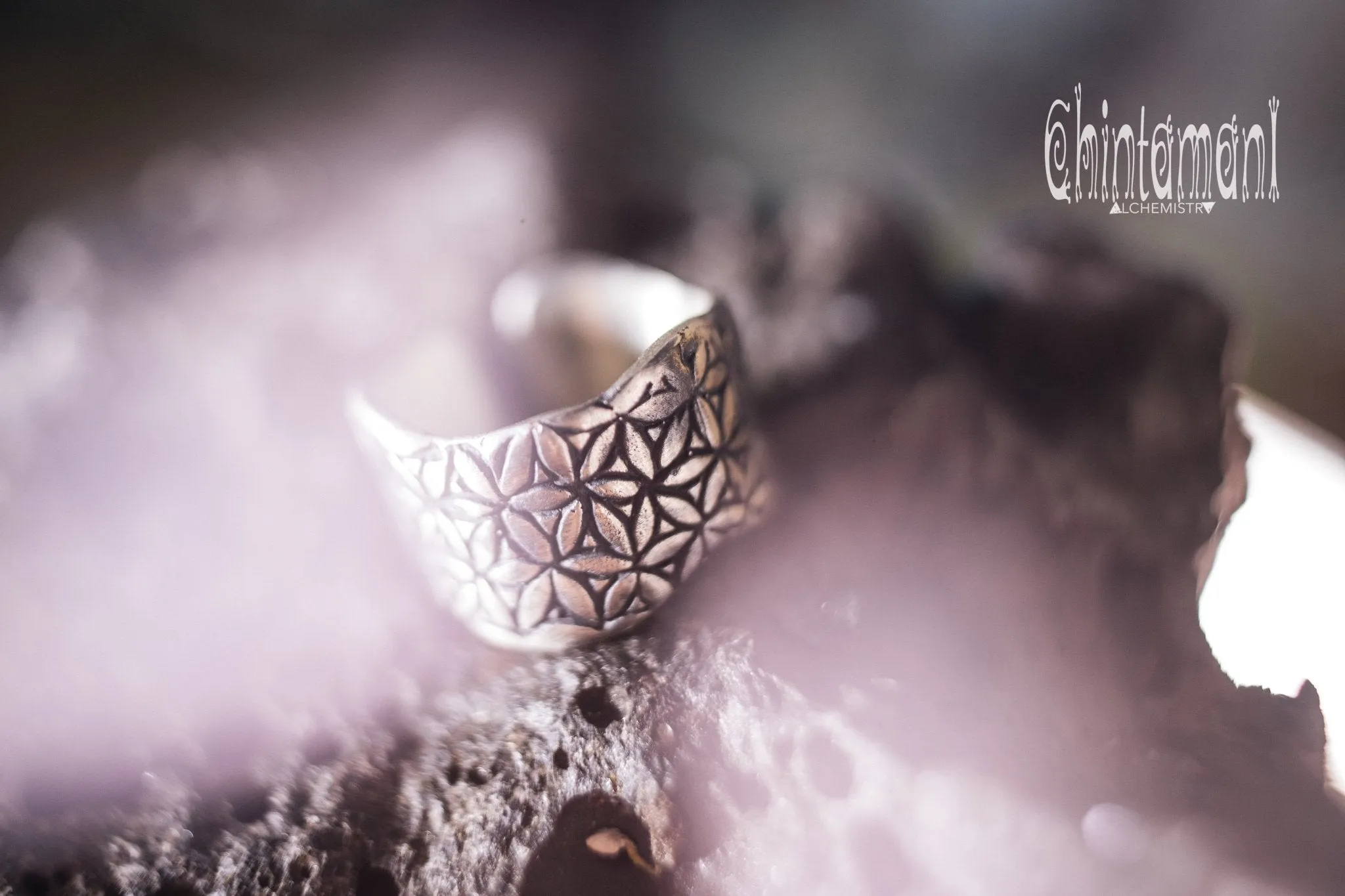 LIFE POWER Ring with Flower of Life pattern / 925 Silver