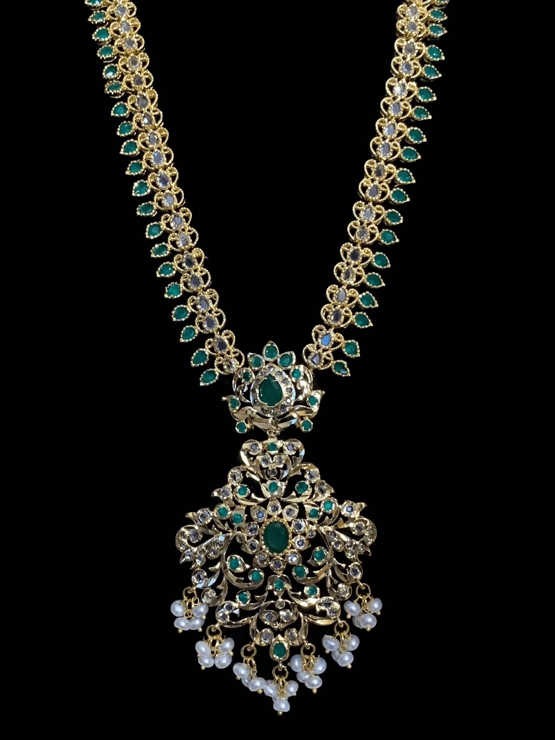 LN38 Huda long hyderabadi rani haar necklace (SHIPS IN 4 WEEKS )