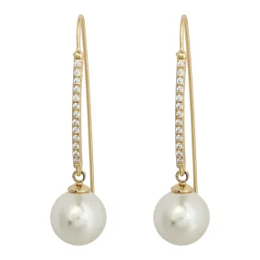 LONG CRYSTAL GOLD PEARL DROP EARRINGS