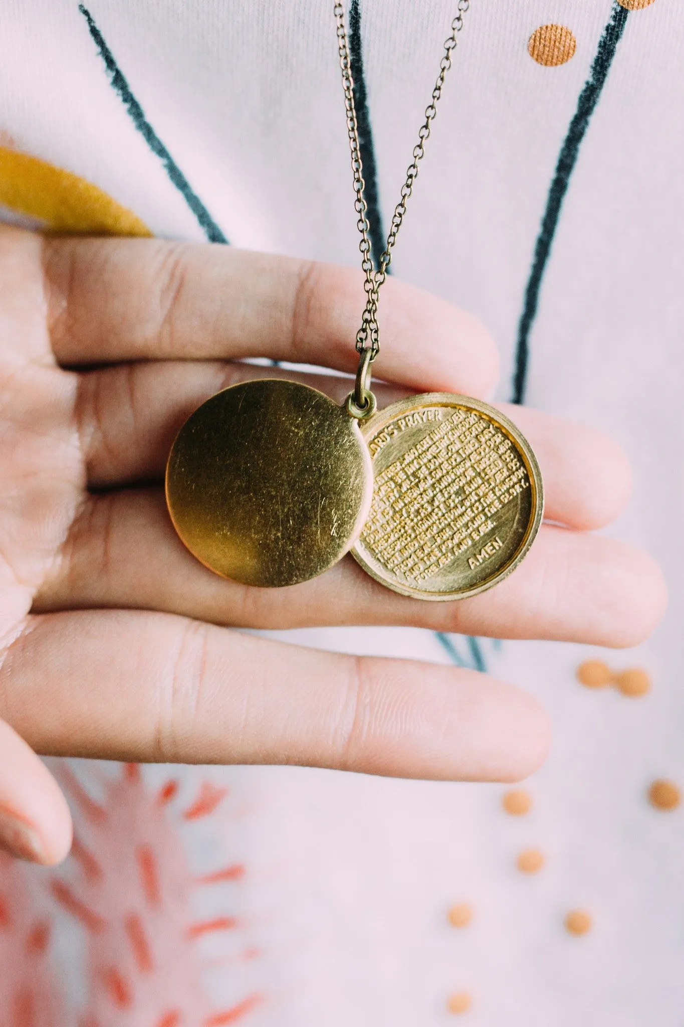 Lord's Prayer Locket Necklace