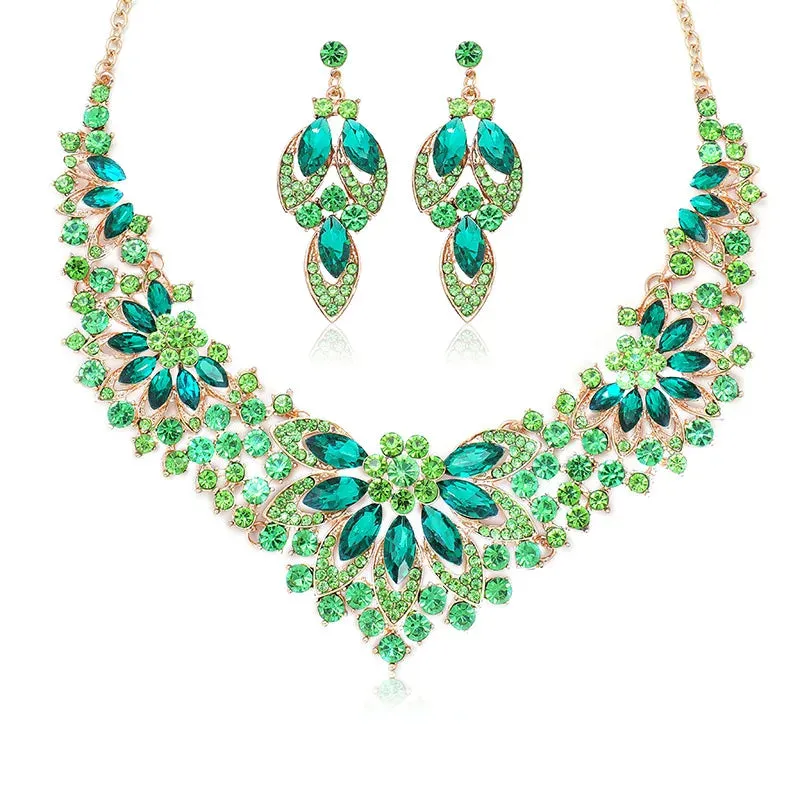 Luxury Crystal Leaf Jewelry Sets For Women Party Jewelry Accessories