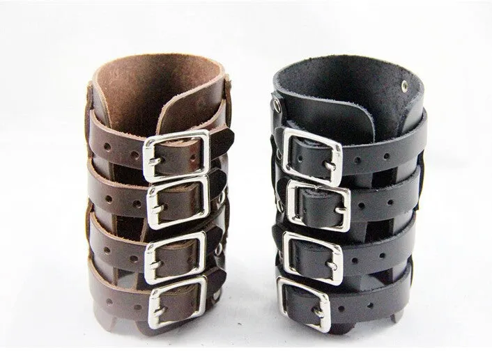 Massive Four Strap Leather Vambrace Gauntlet