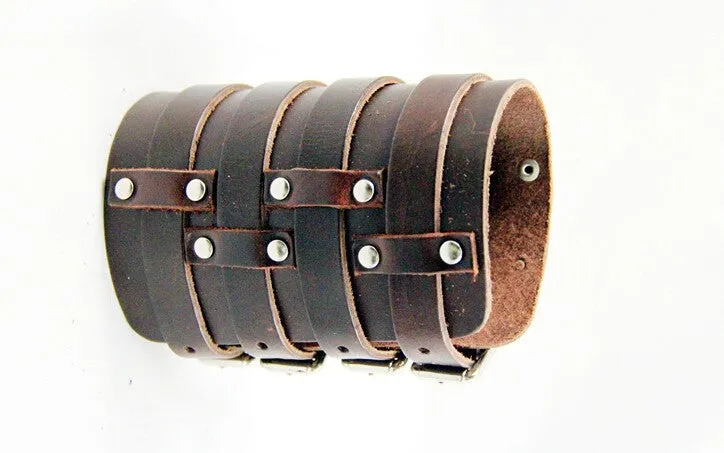 Massive Four Strap Leather Vambrace Gauntlet