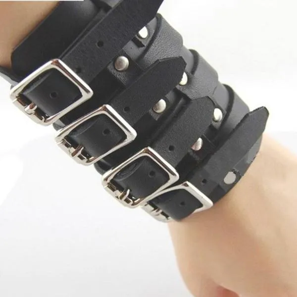 Massive Four Strap Leather Vambrace Gauntlet