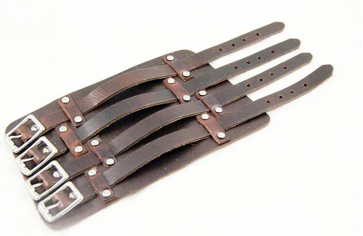 Massive Four Strap Leather Vambrace Gauntlet