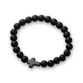 MATT BLACK CROSS BRACELET