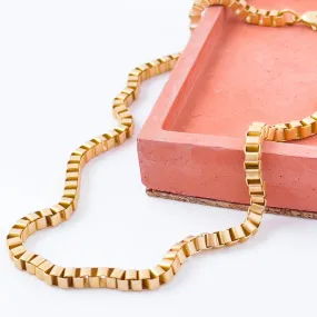 Matte Gold Box Chain Necklace- WS