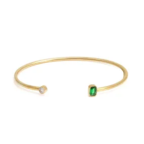 May Emerald Birthstone Bangle - Yellow Gold