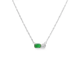 May Emerald Birthstone Necklace - Silver