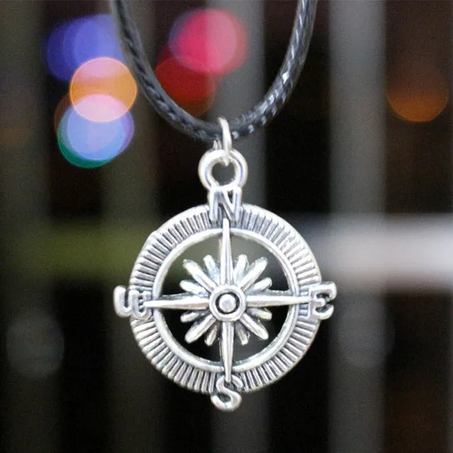 Men Bijoux Vinatge Silver Plated Anchor Spider Tree Leaf Compass Necklace Pendant For Women Chain Collares Jewelry Bijoux 2017