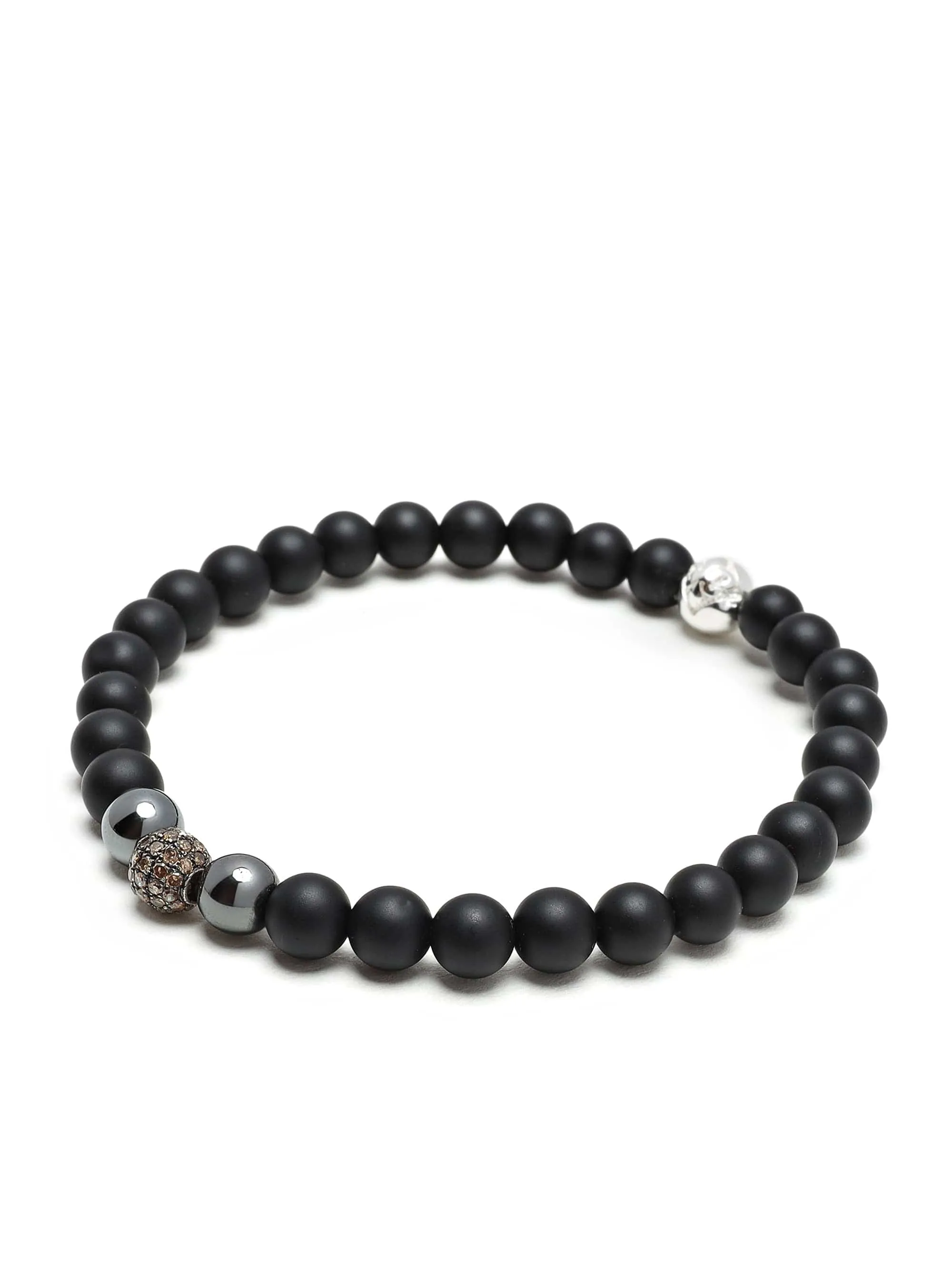 Men's Grey Diamond Wristband with Onyx and Hematite