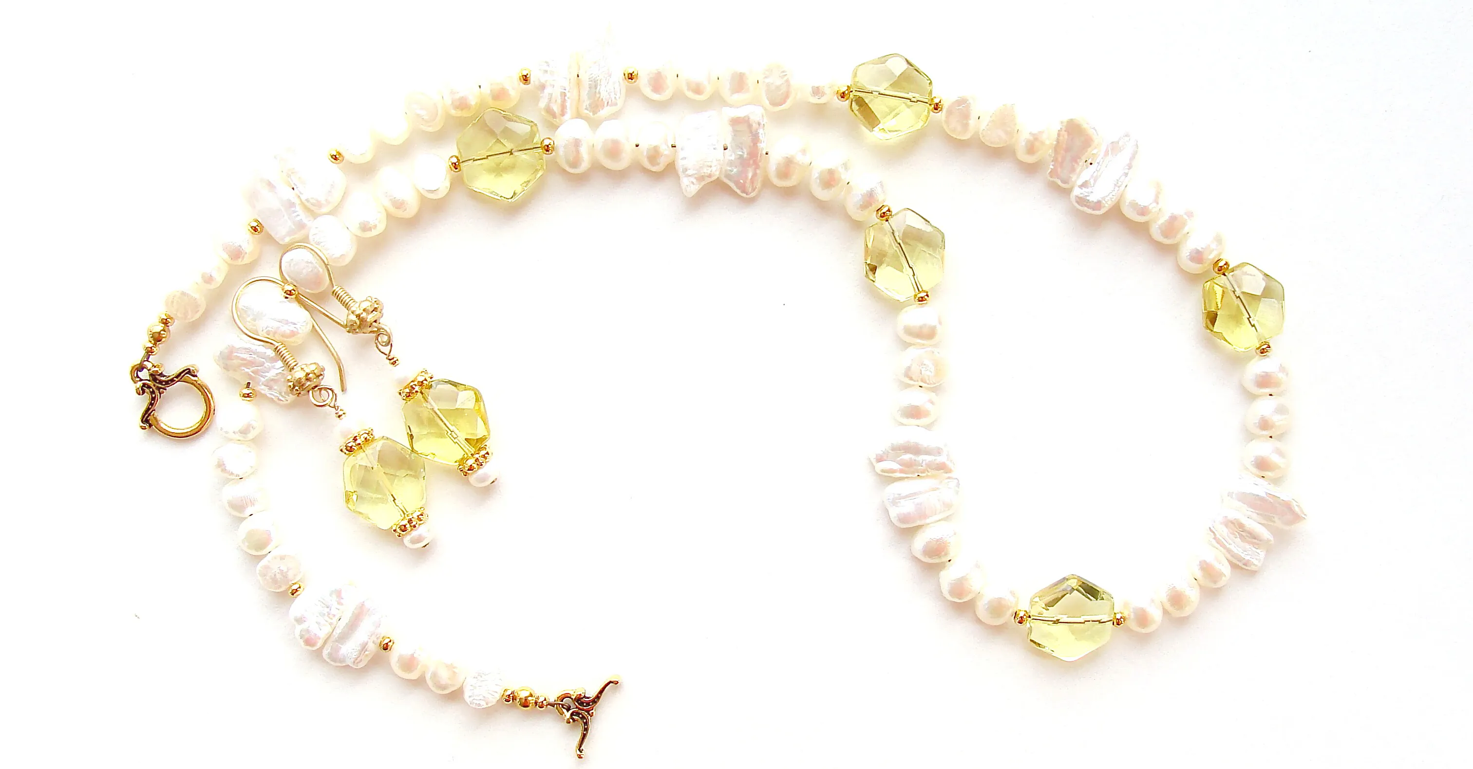 Merrick: Pearl Necklace Set with Lemon Quartz