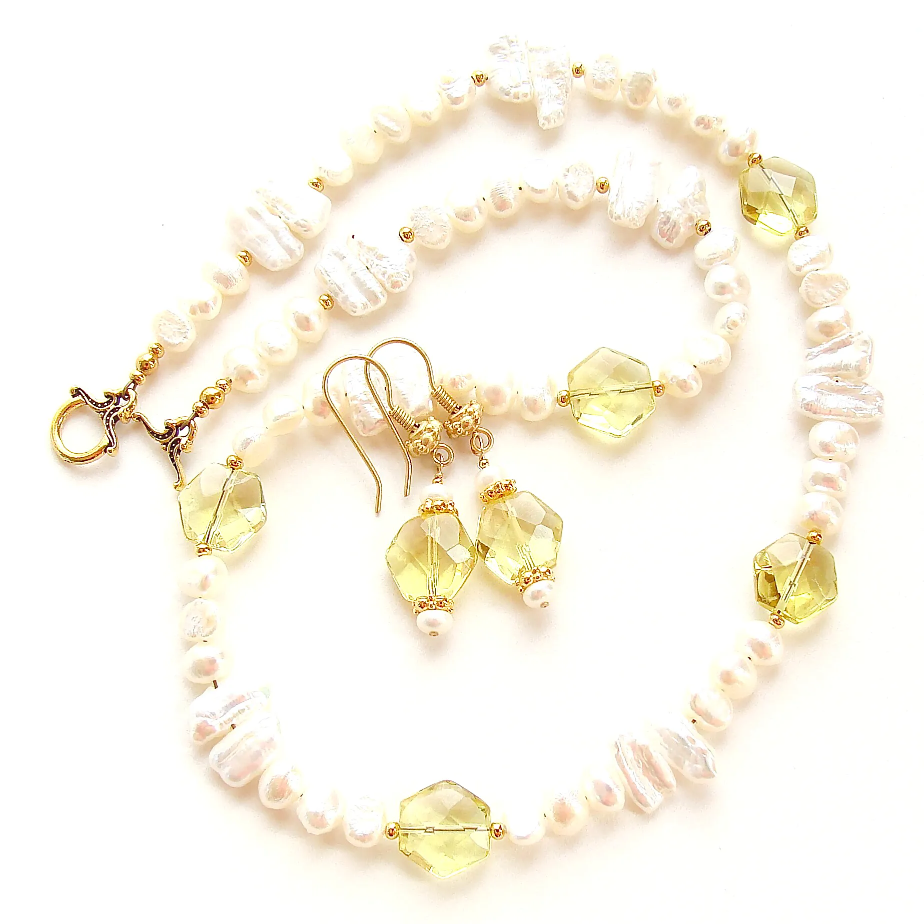 Merrick: Pearl Necklace Set with Lemon Quartz