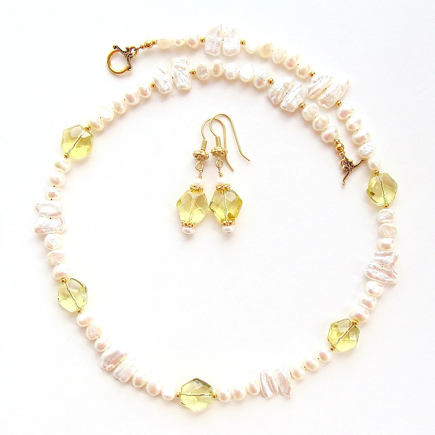 Merrick: Pearl Necklace Set with Lemon Quartz