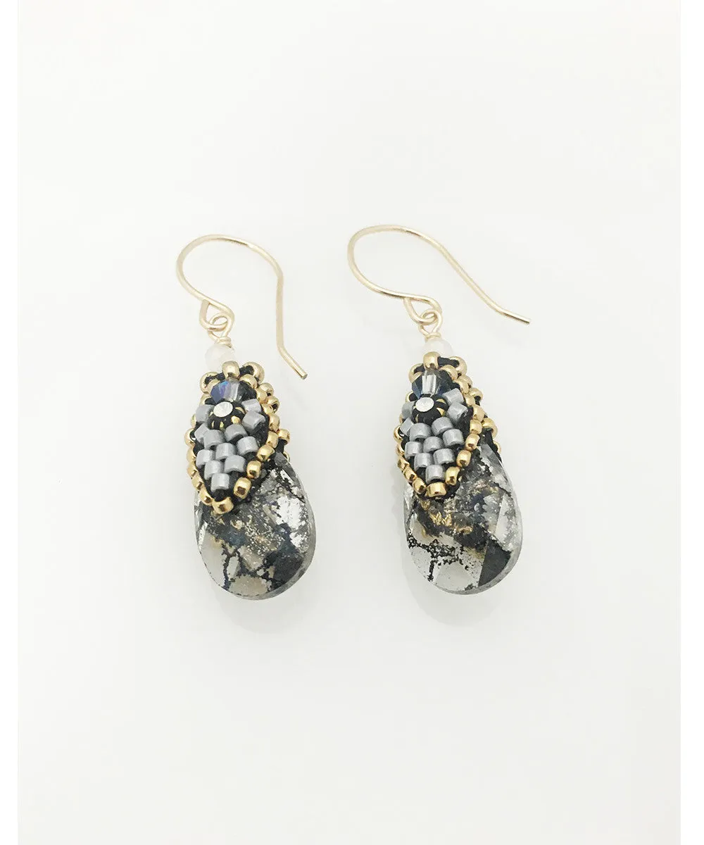 Miguel Ases Smoky Quartz, Swarovski and Miyuki Seed Bead Earring