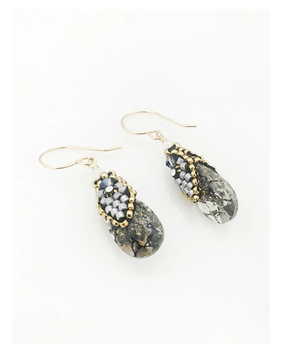 Miguel Ases Smoky Quartz, Swarovski and Miyuki Seed Bead Earring