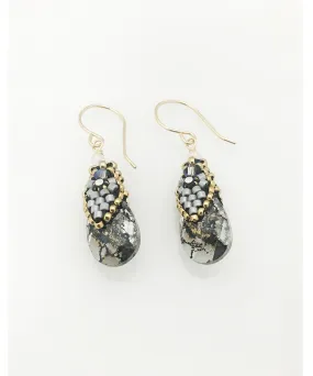 Miguel Ases Smoky Quartz, Swarovski and Miyuki Seed Bead Earring