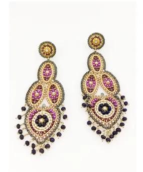 Miguel Ases Swarovski, Amethyst Hydro Quartz and Miyuki Seed Bead Earring