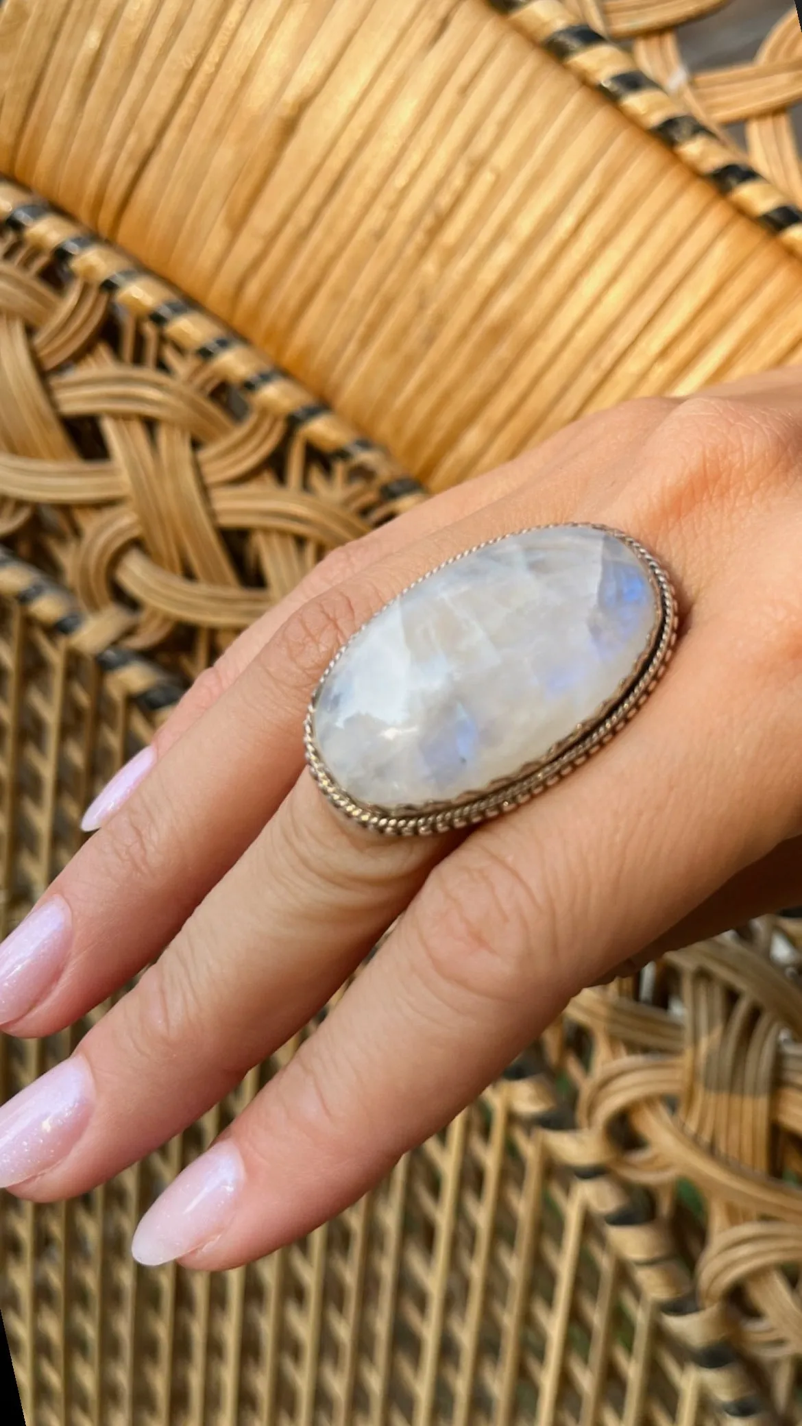 Moonstone Oval Sterling Silver Ring