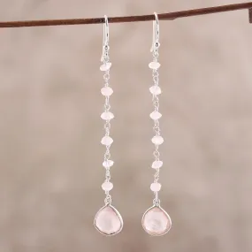 Morning Drops 4-Carat Rose Quartz Dangle Earrings from India