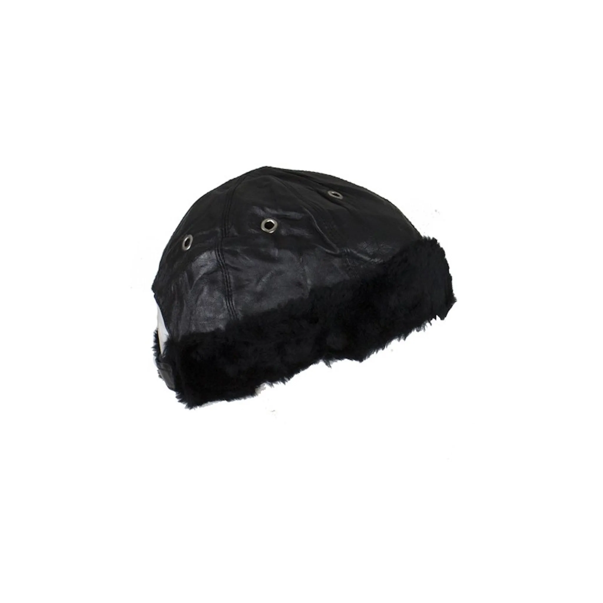 Motorcycle Leather Cap With Fur