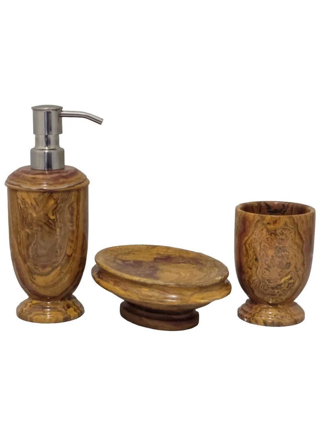 Multi Brown Onyx 3-Piece Bathroom Accessory Set