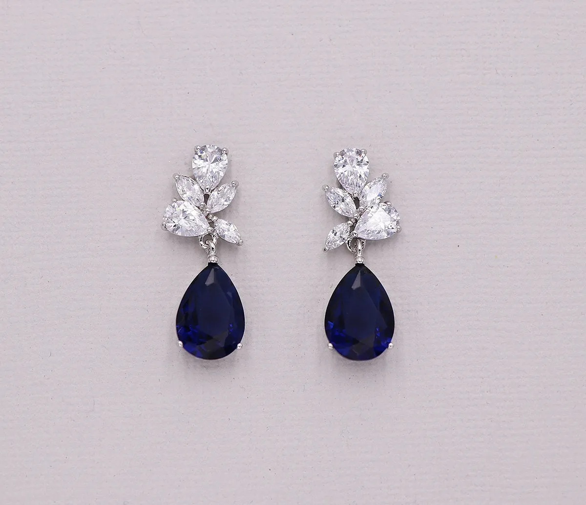 Natalia Sapphire Blue Cluster Earrings