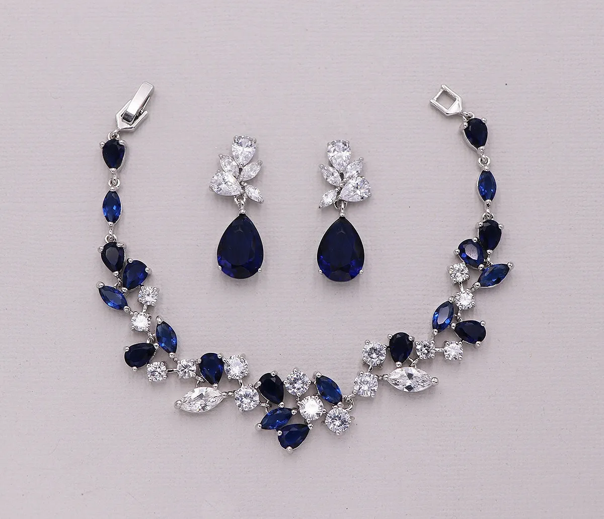 Natalia Sapphire Blue Cluster Earrings