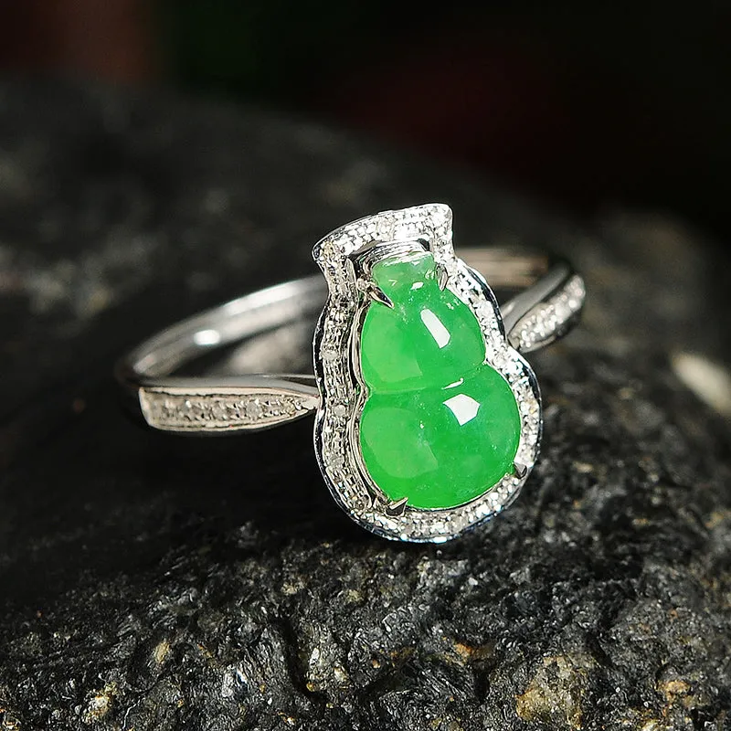 Natural Jade Ring Jadeite Gold Gourd Ring RG52