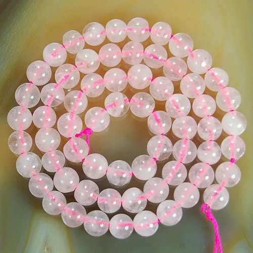 Natural Rose Quartz Round Loose Beads on a 15.5" Strand