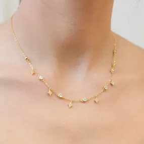 NOVA - Gold dainty chain Necklace with Cubic Zirconia Charms