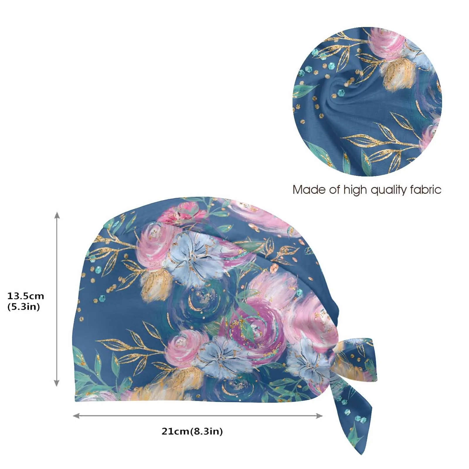 Nurse Scrub Cap Blue Roses Floral  Scrub Cap