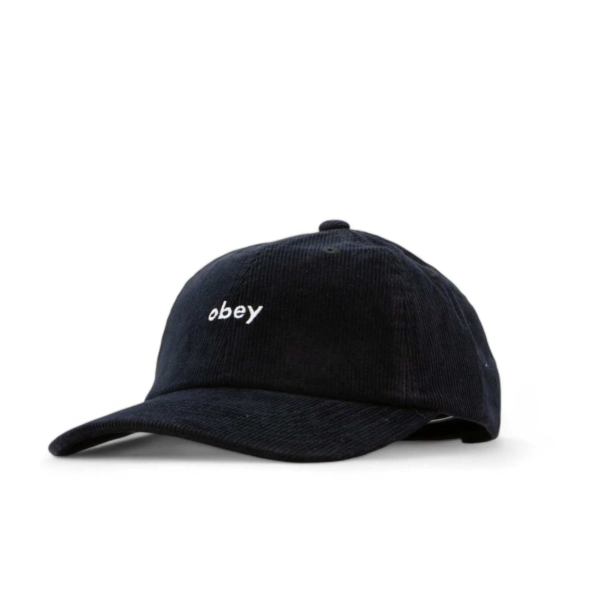 Obey Lowercase Corduroy 6 Panel Strapback Cap - Black