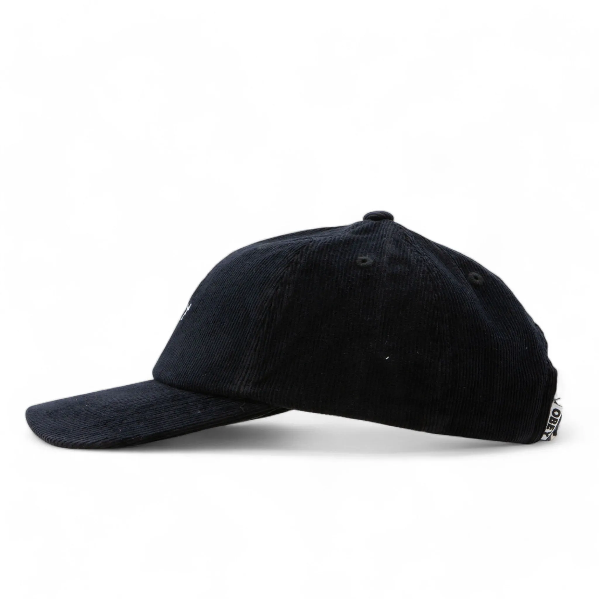 Obey Lowercase Corduroy 6 Panel Strapback Cap - Black