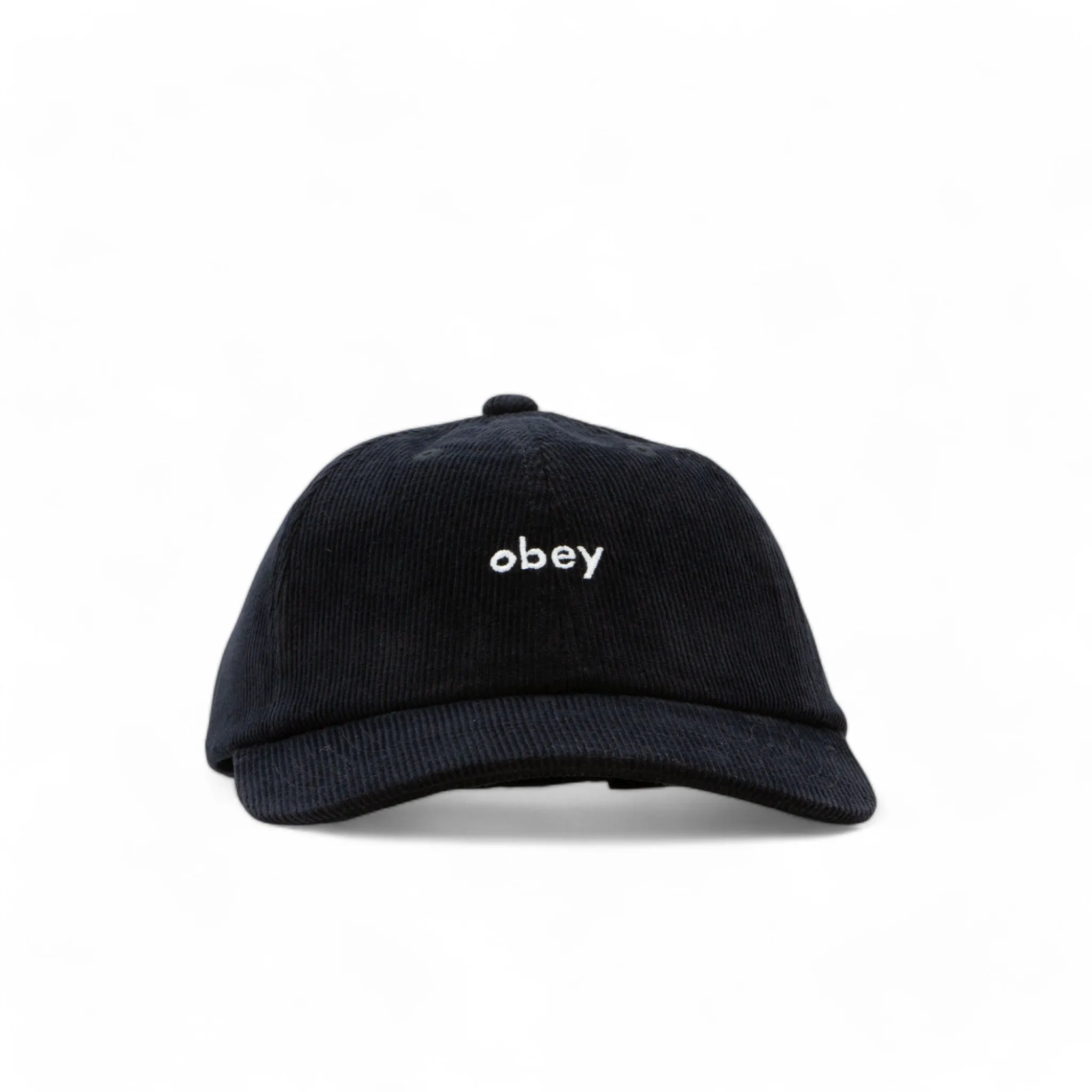 Obey Lowercase Corduroy 6 Panel Strapback Cap - Black