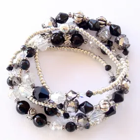 Odile: Black and Silver Wrap Bracelet