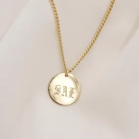 Old English Initial Disc Necklace