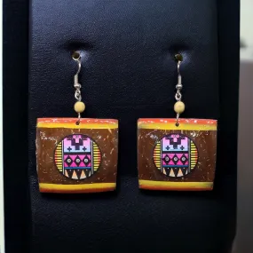 OLDTRIBES™ Wood Painted Yellow Square Earrings